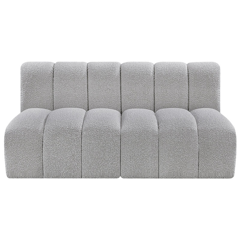 Hiral Upholstered Sectional Reversible, Grey Boucle Fabric