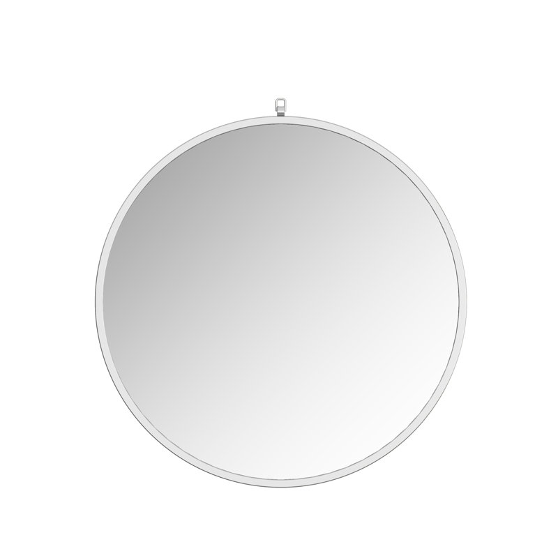 Metal Flat Wall Mirror with Hooks, 36" x 36", Black