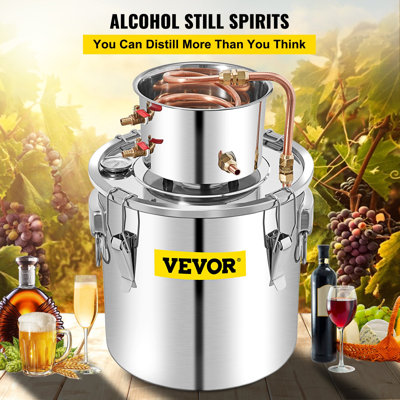 Alcohol Still 13.2Gal/50L, Alcohol Distiller with Circulating Pump, Alcohol Still Copper Tube, Whiskey Distilling Kit with Build-In Thermometer, Whiskey Making Kit for DIY Alcohol, Stainless Ste