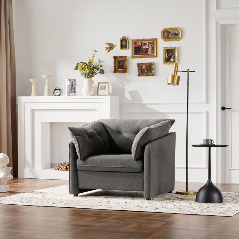 Fauteuil d'appoint surdimensionné en chenille de style moderne, Gris
