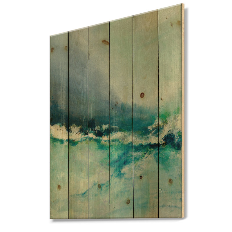 Indigo aquarelle abstraite bleue - impression nautique et côtière sur bois de pin naturel, H 46 po x l 36 po x P 1,5 po