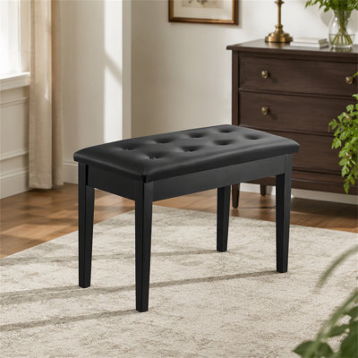 Banc de piano, 29,5 po x 14 po x 19 po, fauteuil à clavier Duet avec coussin rembourré à haute densité, compartiment de rangement pour livres de musique, siège de tabouret de bibliothèque en bois pour meuble-lavabo et salon