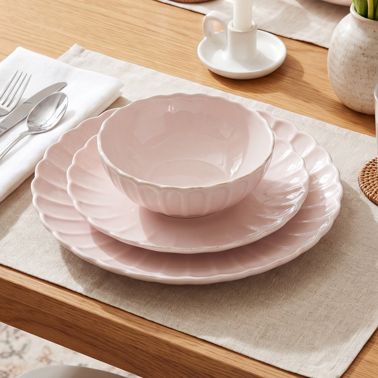 French Perle Stoneware Dinnerware Set