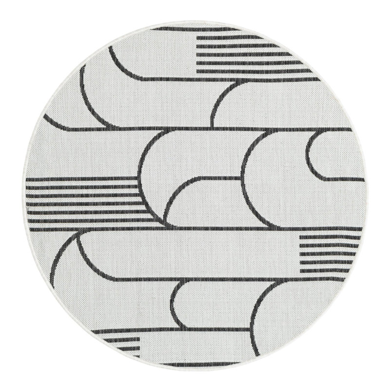 Tapis intérieur / extérieur d'extérieur moderne, Rond 4 pi 1 po