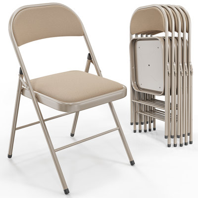 10 Pcs Folding Padded Chairs,Khaki