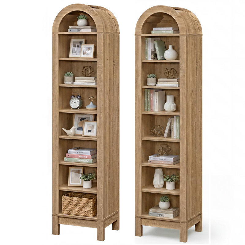Bibliothèque cintrée de 180 cm de haut, tablette à 8 niveaux, meuble de rangement autoportant pour bureau à domicile, 2