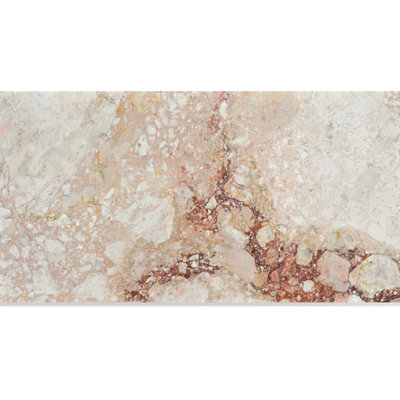 Pink Marble 12X24 Inch Polished Tiles For Commercial Interior Wall And Floor, 4 Pieces In A Box, Unique Character Pattern