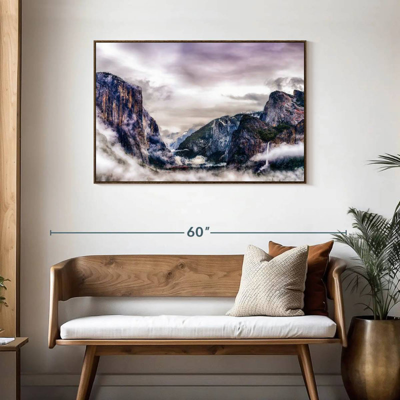 Canyons du parc national Yosemite, Cadre flottant noyer, 43 po x 29 po