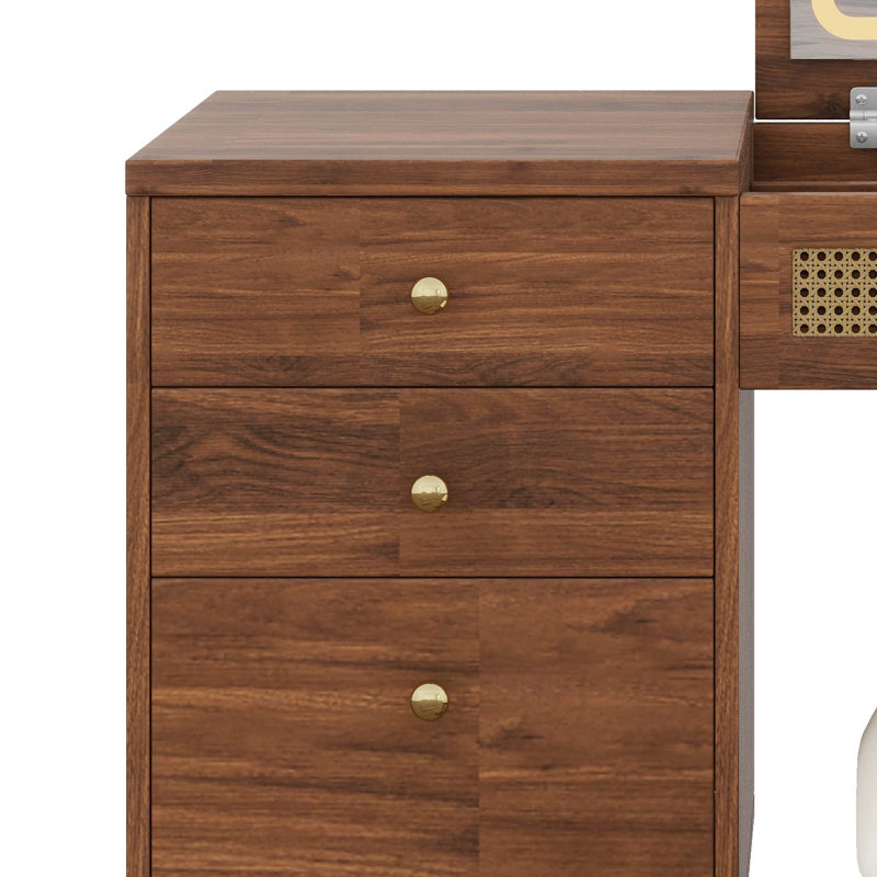 Ensemble de coiffeuse 39 "avec miroir et lumières DEL, coiffeuse avec plateau rabattable, 3 tiroirs, 10 compartiments, ensemble de coiffeuse