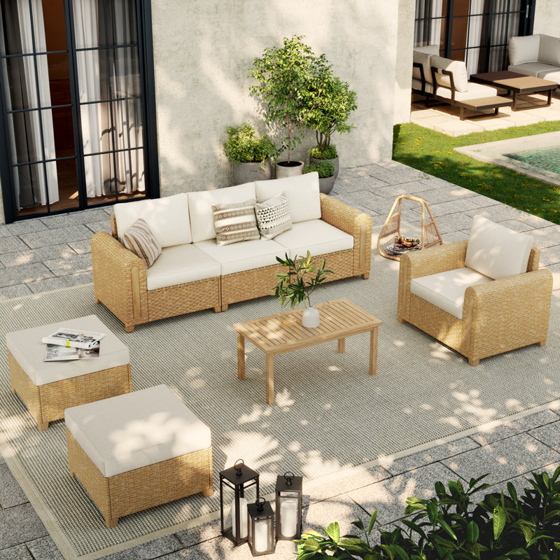Outdoor 7-piece Rattan Conversation Set With Cushions