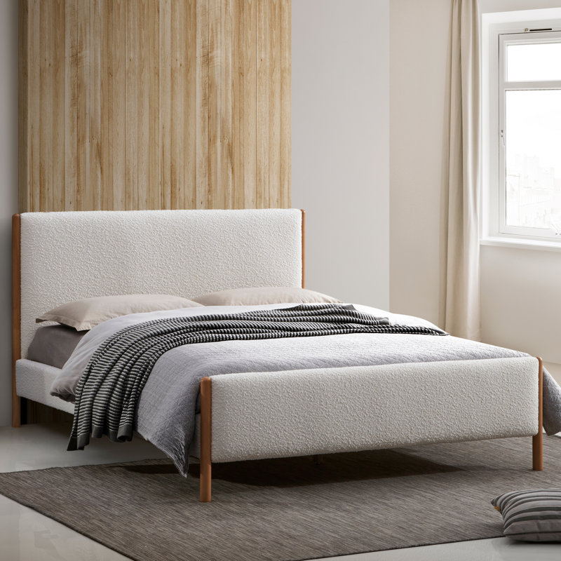 Upholstered Platform Bed, Queen, White