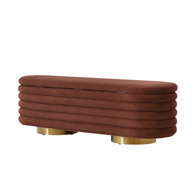 Nettie 54" Modern Velvet Boucle Upholstered Tufted Storage Bench with Gold-finished Metal Legs