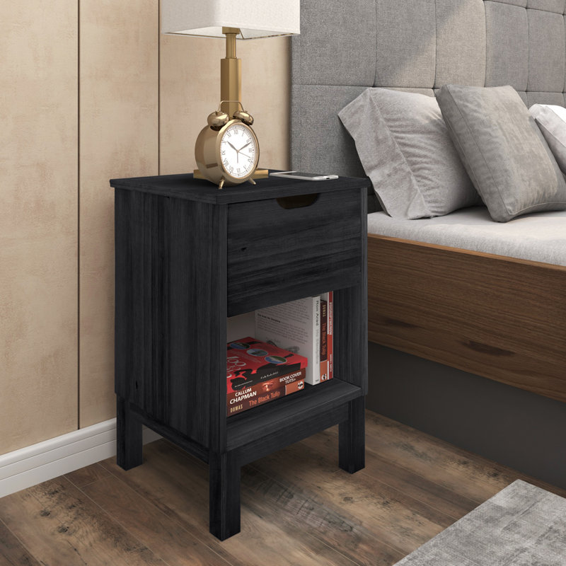 Latitude 38cm W Solid Wood Bedside Table
