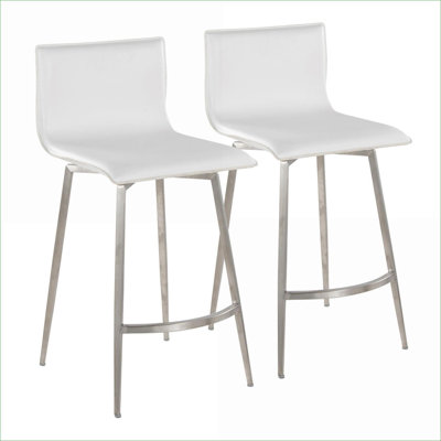 Ensemble de 2 chaises de salle à manger pivotantes à hauteur de comptoir, tabourets de comptoir recouverts de similicuir blanc neige pour la cuisine