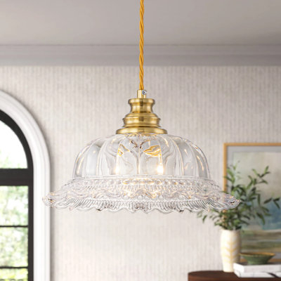 Luminaire suspendu en verre à 1 lumière à intensité variable pour salle à manger Dansby 