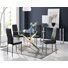Lenworth Glass Rectangular Dining Table Set with 4 Quilted Velvet Dining Chairs