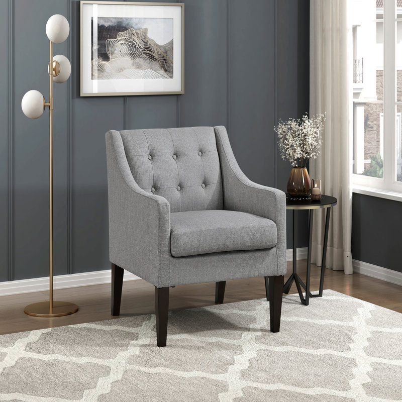 Chaise d'appoint - Tissu d'ameublement gris capitonné, Gray