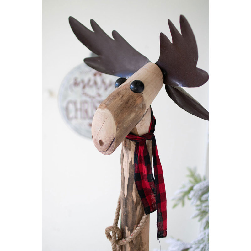  Recycled Wood and Iron Moose 65" H Handcrafted Rustic Decorative Accent