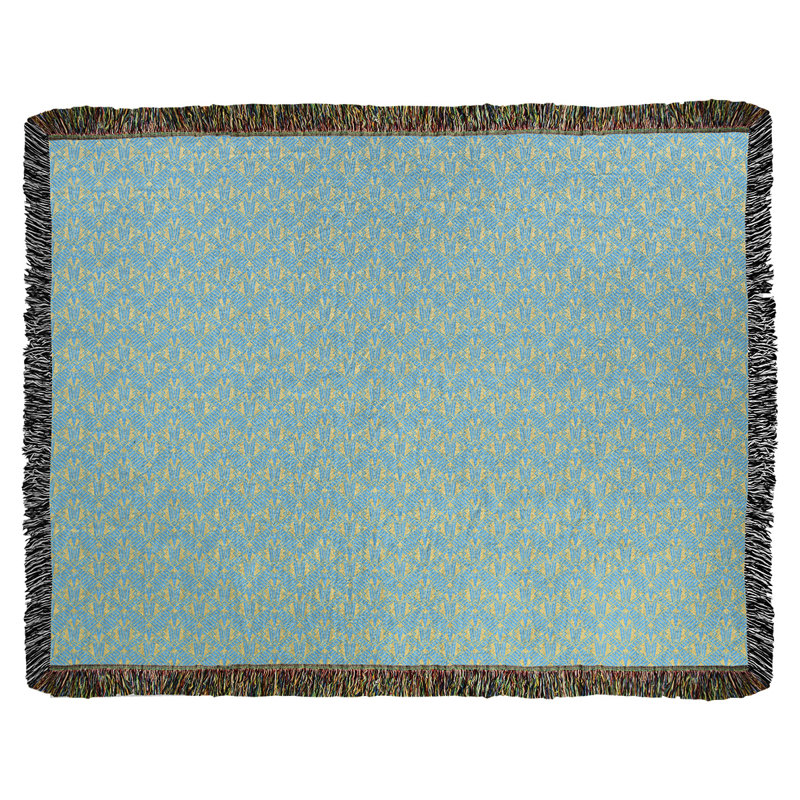 Couverture en coton tissé Katelyn Elizabeth, l 37 po x L 52 po, Bleu / Jaune