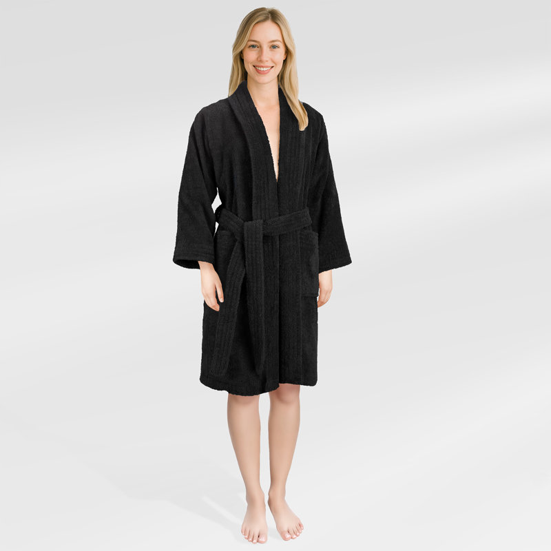 Peignoirs 100% coton turc, robes de chambre légères et absorbantes, Noir, 3TG
