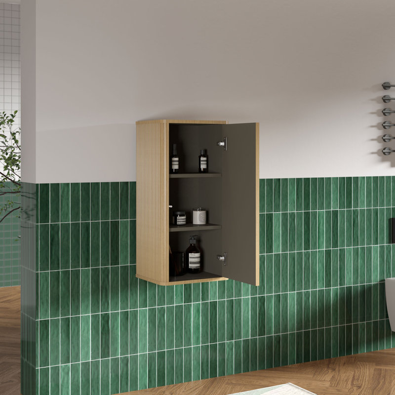 Armoire latérale de salle de bain flottante de 14 pouces Hannemarie - Armoire de rangement moderne avec charnières à fermeture en douceur DTC, écologique E1 - pour salle de bain, cuisine, appartement, hôtel