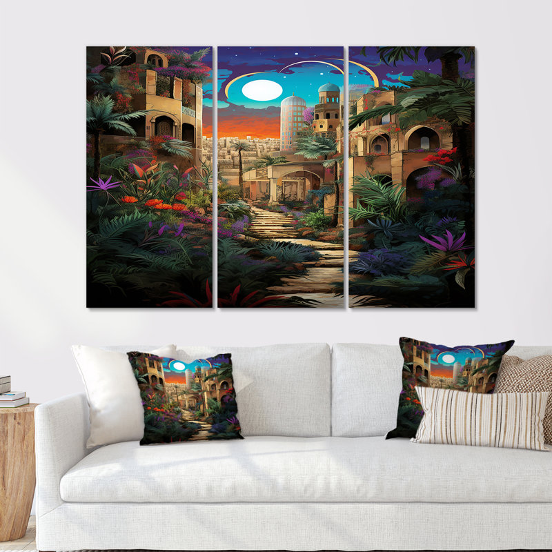 Richins - City Buildings Wall Art Set, 28" H x 36" W x 1" D, Wrapped Canvas