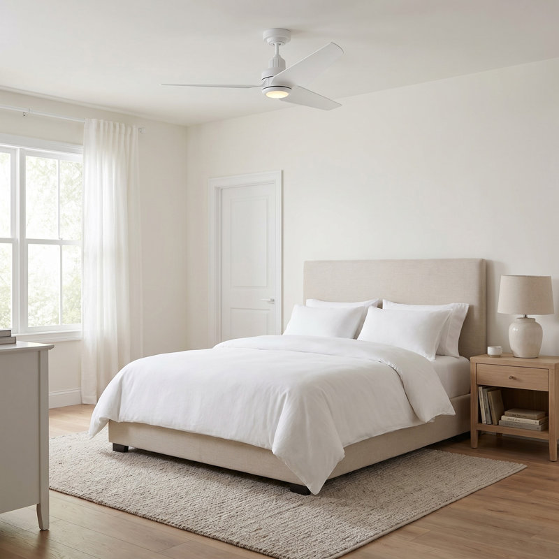 Smart LED Downrod Ceiling Fan, Matte White