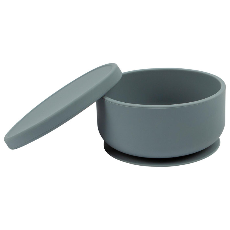 Tiny Dining - Baby Silicone Suction Bowl with Lid, Grey