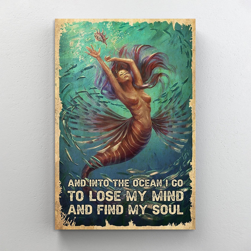 «Mermaid Vintage», impression sur toile tendue, H 20 po x l 16 po x P 1,25 po