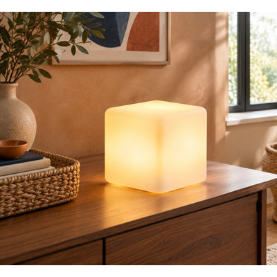 Control this rechargeable tesseract cube mood lamp by remote; its 4-Inch LED form is IP65 Waterproof and offers 16 RGBW Colors, 4 Modes, and 8 Dimmable Levels for a cute, fun kids' room night light.