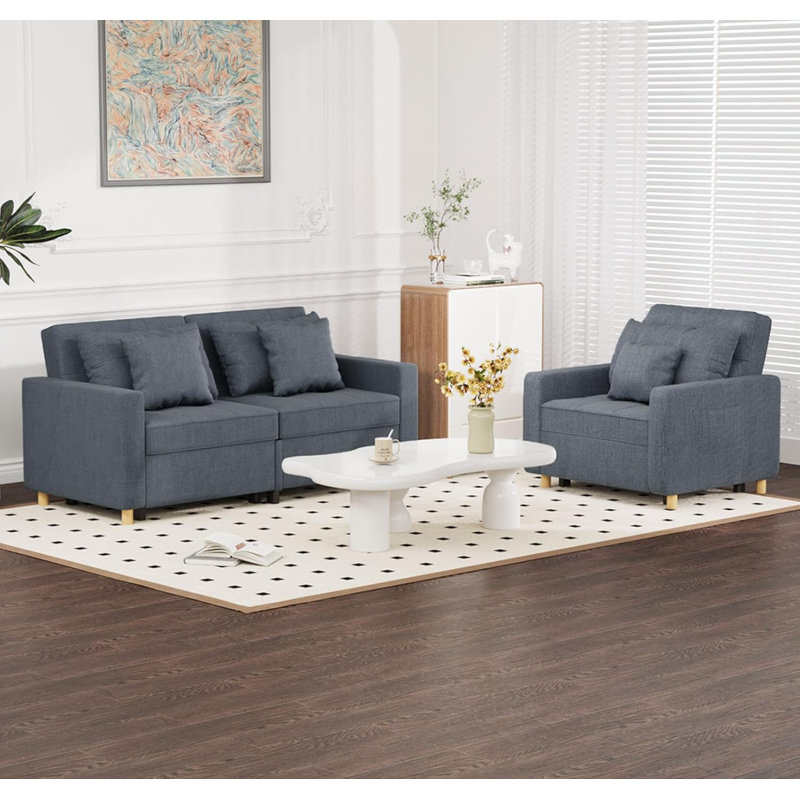 2 Seater Sofa Bed, Dark Grey, 88" H x 167" W x 187" D