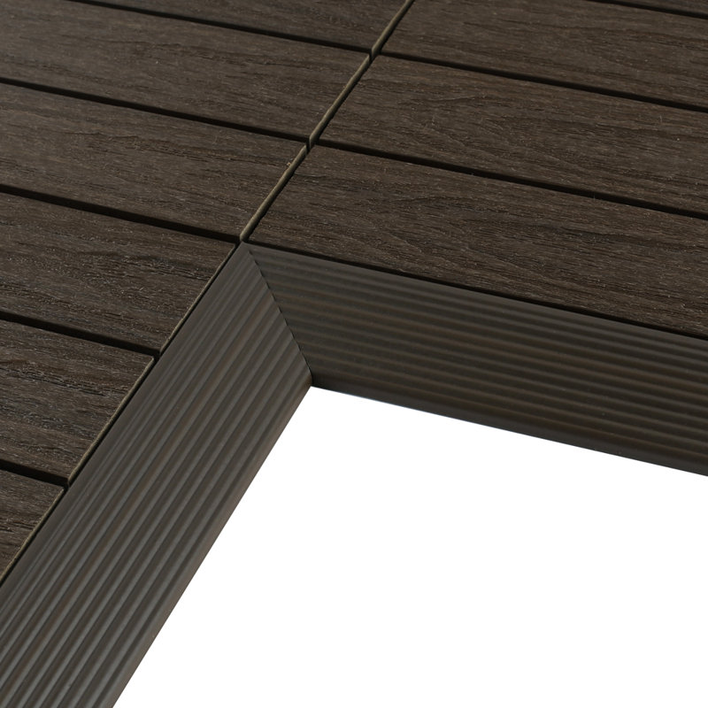 2" x 12" Quick Deck Composite Deck Tile Inside Corner Fascia in Spanish Walnut (2-Piece/Box) , Spanish Walnut