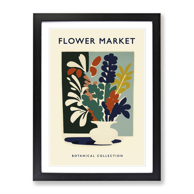 A Botanical Flower Market Exhibition No.5 - Single Picture Frame Print on Wood, 34cm H x 25cm W x 2cm D