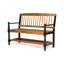 Banc Classic Imperial, design avec tablette, bois, finition avec accoudoirs noirs, siège d'une profondeur de 52,25 po, siège 17,75 po