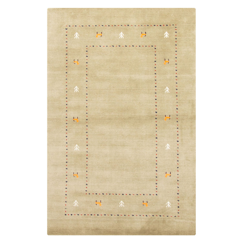 Tapis olive Kashkuli Gabbeh 3 pi 8 po x 5 pi 8 po