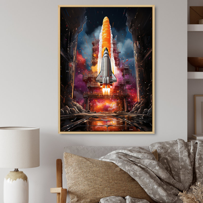 " Rocketship Rhythm I ", Natural Floater Framed, 40" H x 30" W x 1.5" D