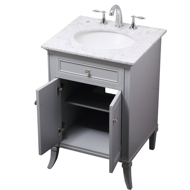Ensemble de meuble-lavabo simple 24 po Inverleigh, Carrare blanc, Chrome, Gris