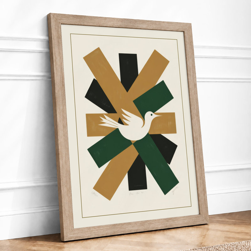 Dove In Geometry Minimalist - Print, A1 - 84.1 x 59.4 cm, Oak