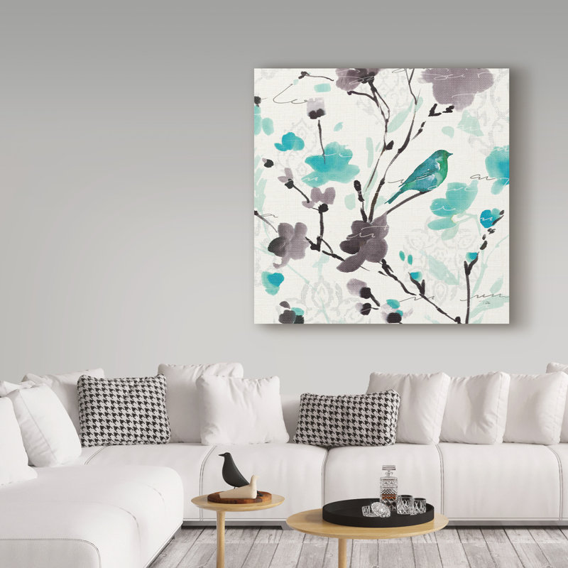 « flowing ii bleu foncé et gris », reproduction d’art sur toile tendue, H 35 po x l 35 po x P 2 po