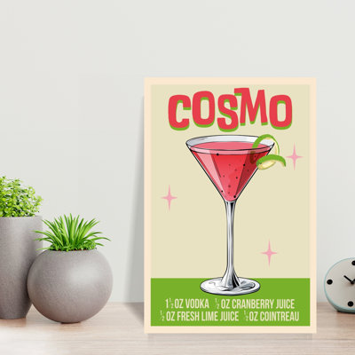 Retro Pink Cosmo Cocktail Classic Abstract Contemporary Rose Flower Landscape Wall Art Print by WallChart Art Studio - Print