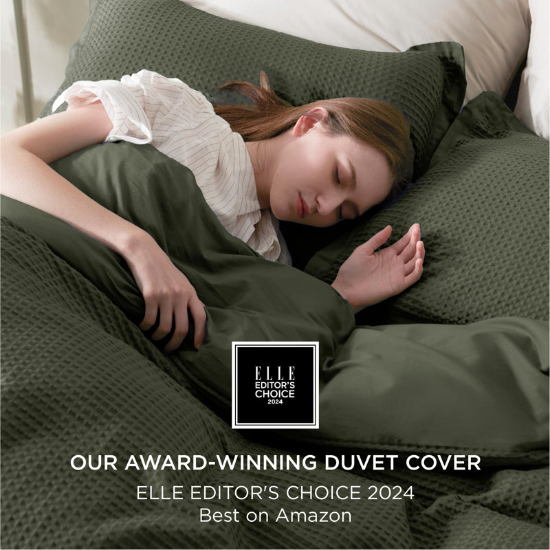 Essential Collection 100% Cotton Waffle Weave Duvet Cover Set, Pink, King Duvet Cover + 2 King Shams