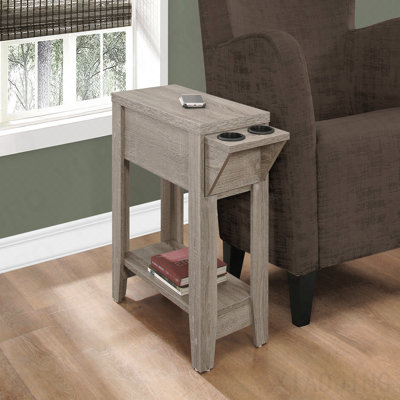Table de bout d'appoint transitionnelle en stratifié taupe foncé avec rangement