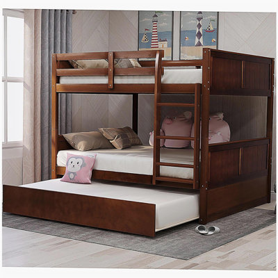 Full Over Full Bunk Bed with Twin Size Trundle, Walnut (old sku: LP000250AAL)
