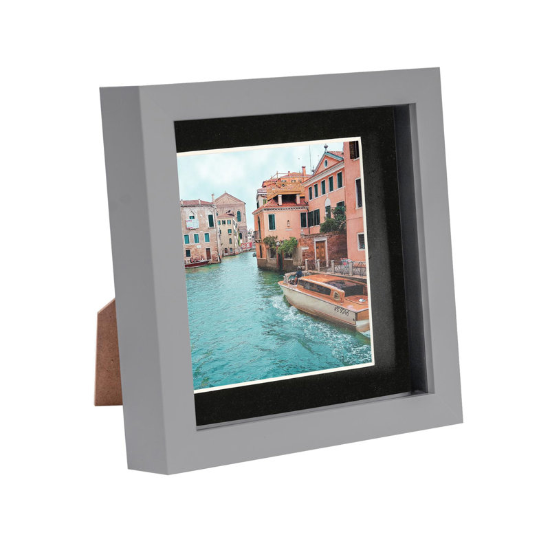 3D Box Photo Frame Mount, 4" x 4", Black