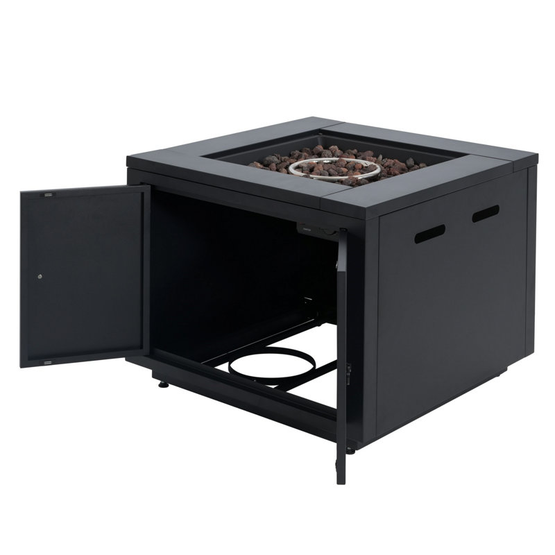 Table carrée en métal pour foyer extérieur