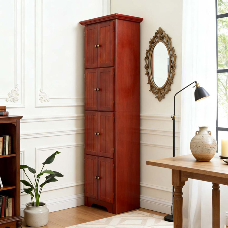 Armoire de rangement 72 po avec 8 portes, Cerisier