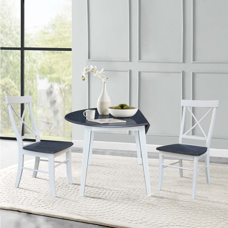 Ensemble de salle à manger Kaylam, Gris chiné / Blanc, 3 pièces: table, 2 chaises