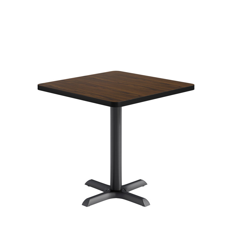 KFI Studios Proof 42" Square Pedestal Table, Grey Top, Black X-Base, 29" H x 30" L x 30" W, Walnut, Black