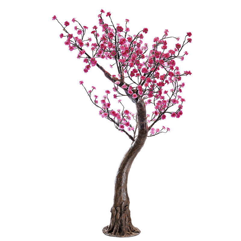 Arbre à pêche 6 pieds, fleur de pêche blanche, lumières à DEL blanc chaud, Rose