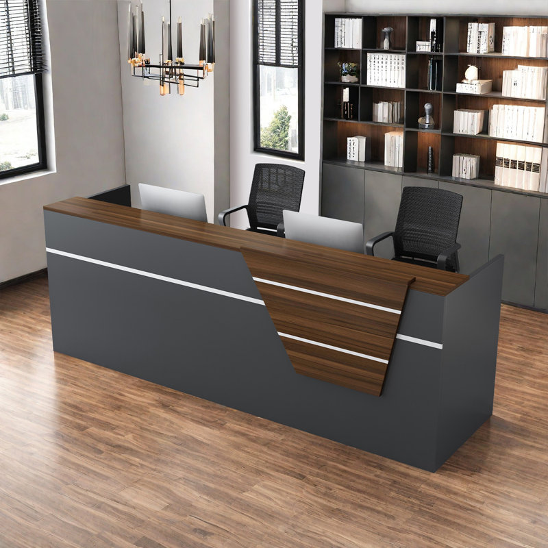 78.74-Inch Vintage Front Desk with Lockable Drawers, Perfect for Reception or Computer Use